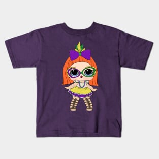 Mardi Gras Princess Red Head Kids T-Shirt